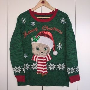 Meowy Christmas cat ugly sweater - medium